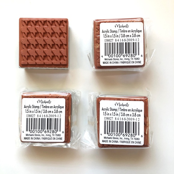 MICHAELS Zebra, Houndstooth, Bamboo Cane + Baroque Rubber Stamp Acrylic Set of 4 - Picture 4 of 8
